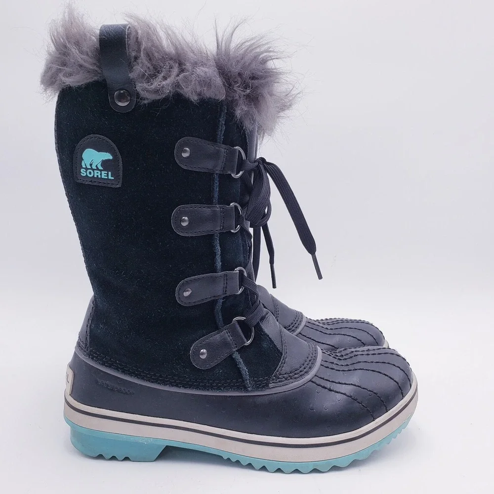 Sorel Youth 6 Womens‎ 7.5 Tofino II Suede Waterproof Winter Boots Fur Trim